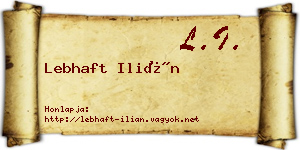 Lebhaft Ilián névjegykártya